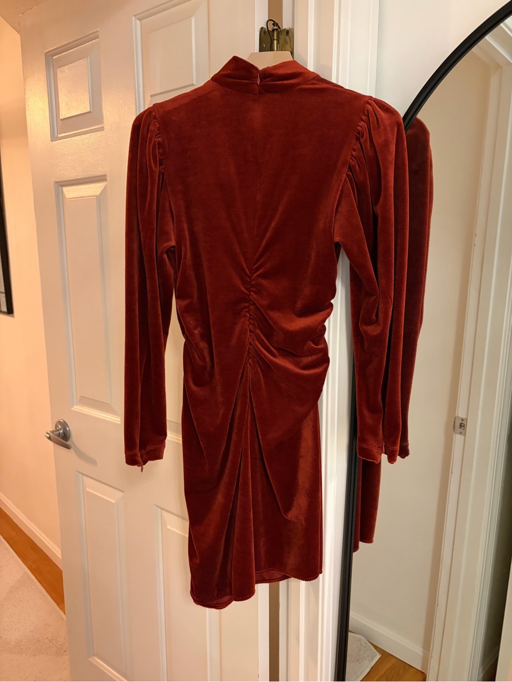 A.L.C. Rust Velvet Ruched Mini Dress - Picture 2 of 3